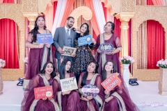 Bindya Vishal Wedding Reception Funny group photobooth props Bay area wedding Yash Doshi Photography